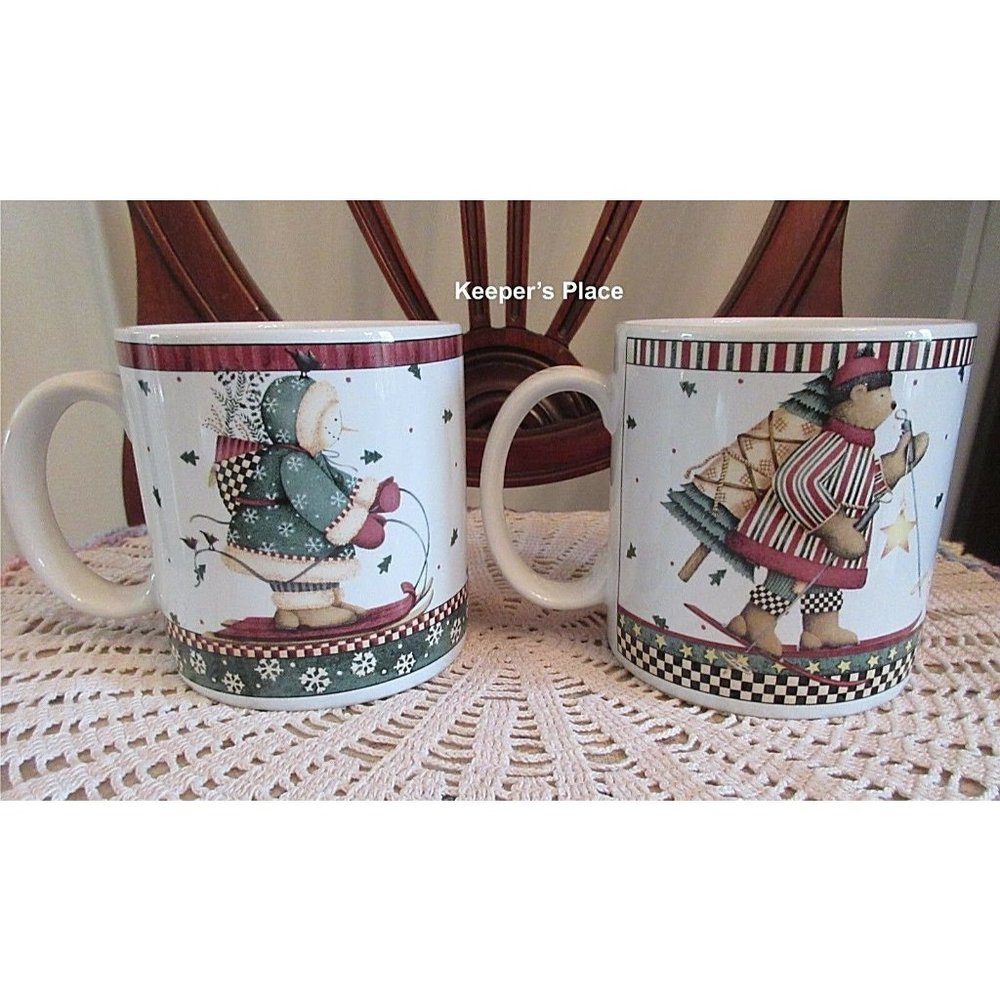 2 Debbie Mumm Sakura Sledding Characters Stoneware